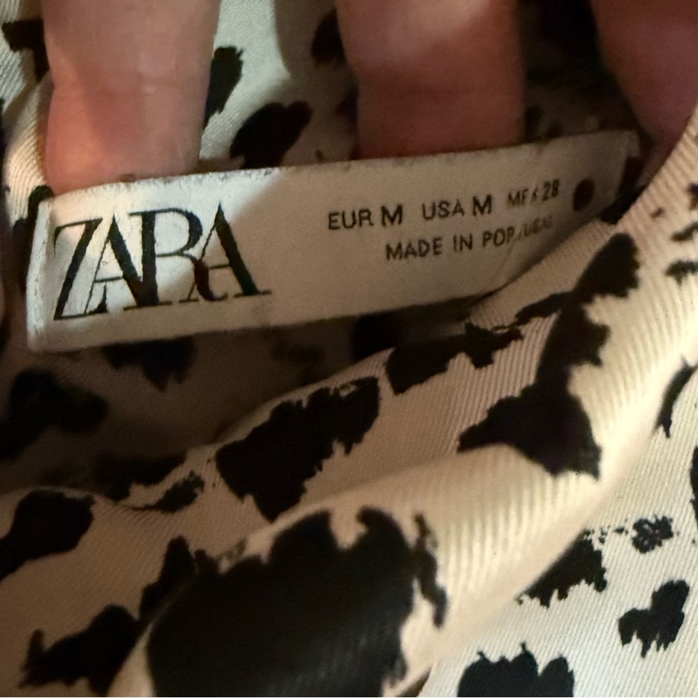 Zara Black and Cream Animal Print Top - Picture 3 of 5
